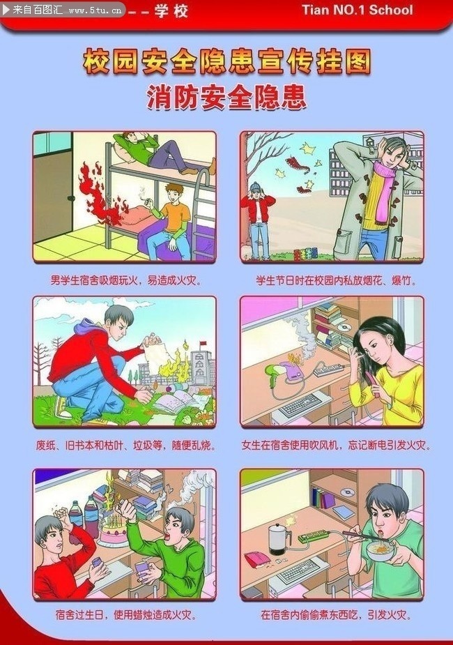 校園消防安全掛圖圖片素材